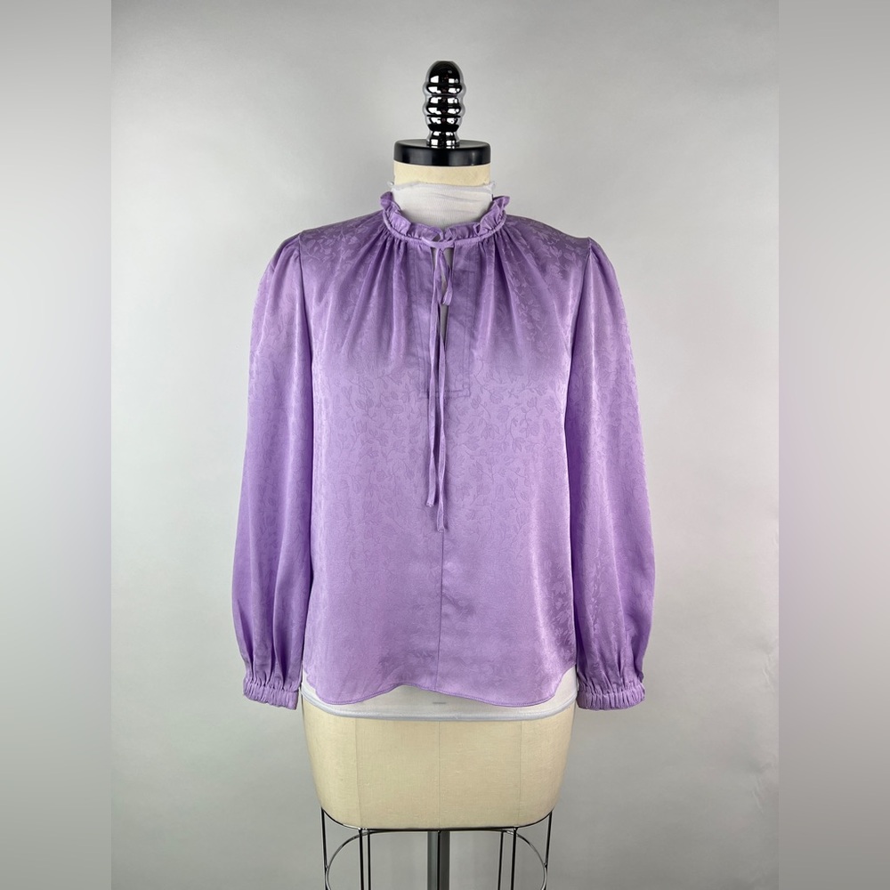💚 3478. Floral Lavender Long Sleeve Blouse